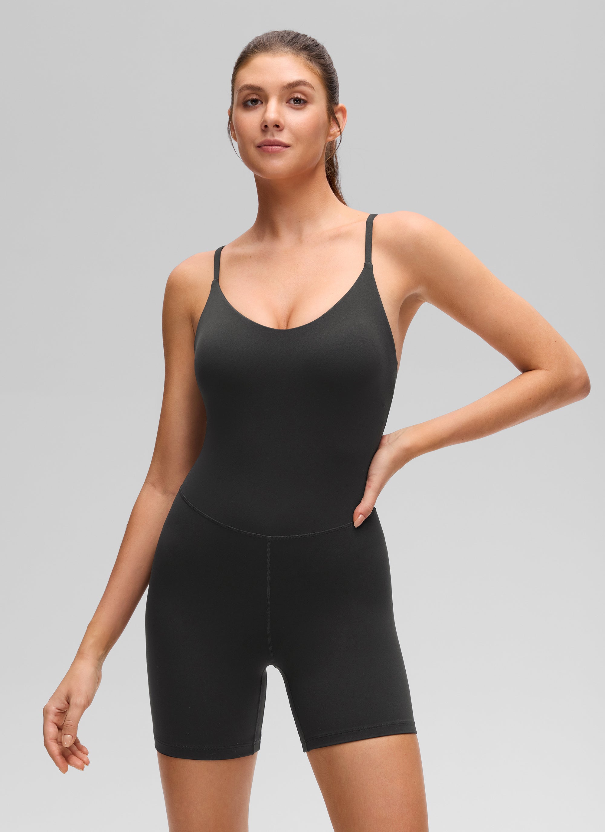 Yogasale Cross Back Built in Bra Romper 5''