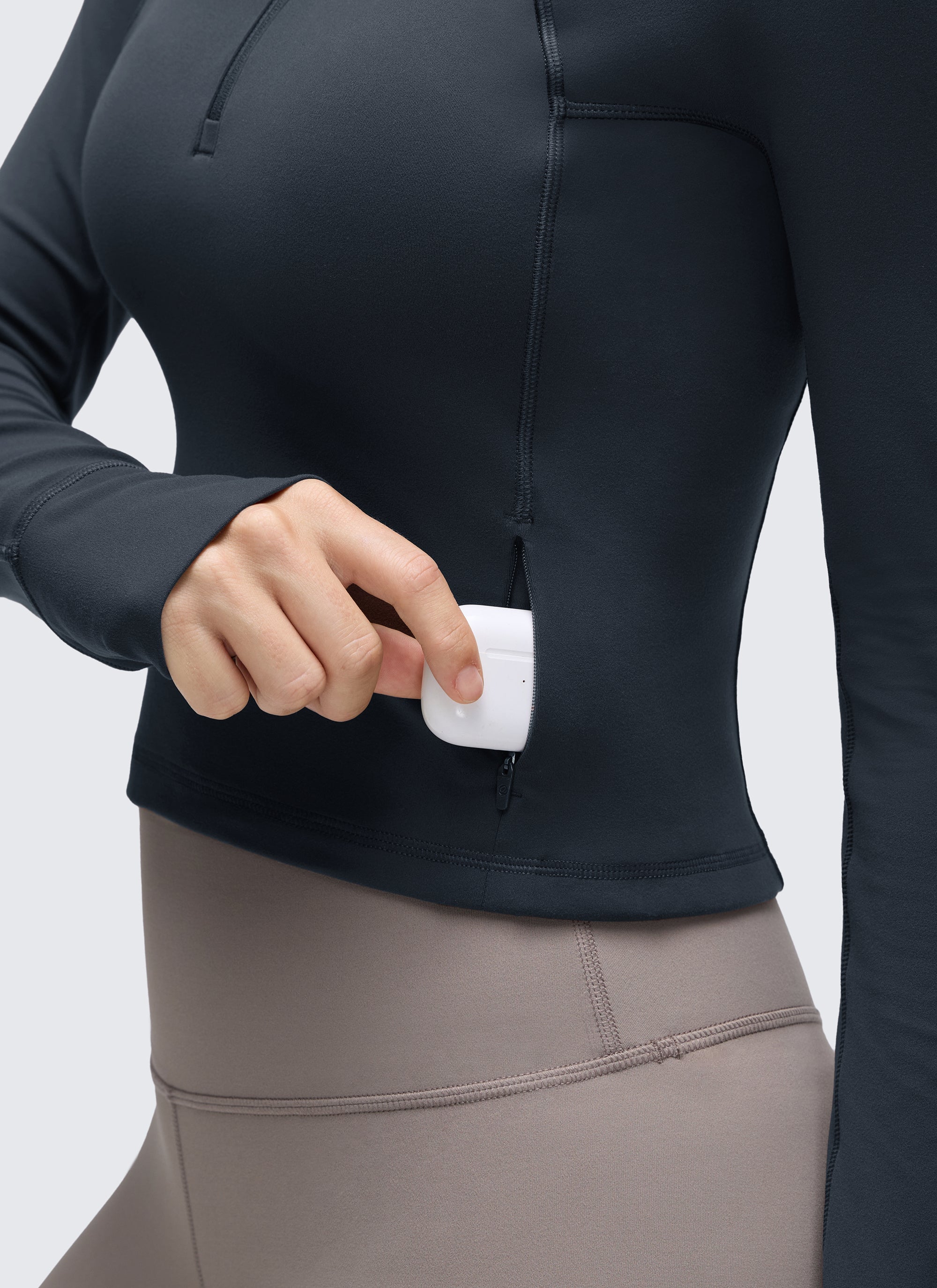 Yogasale Half Zip Cropped Long Sleeve